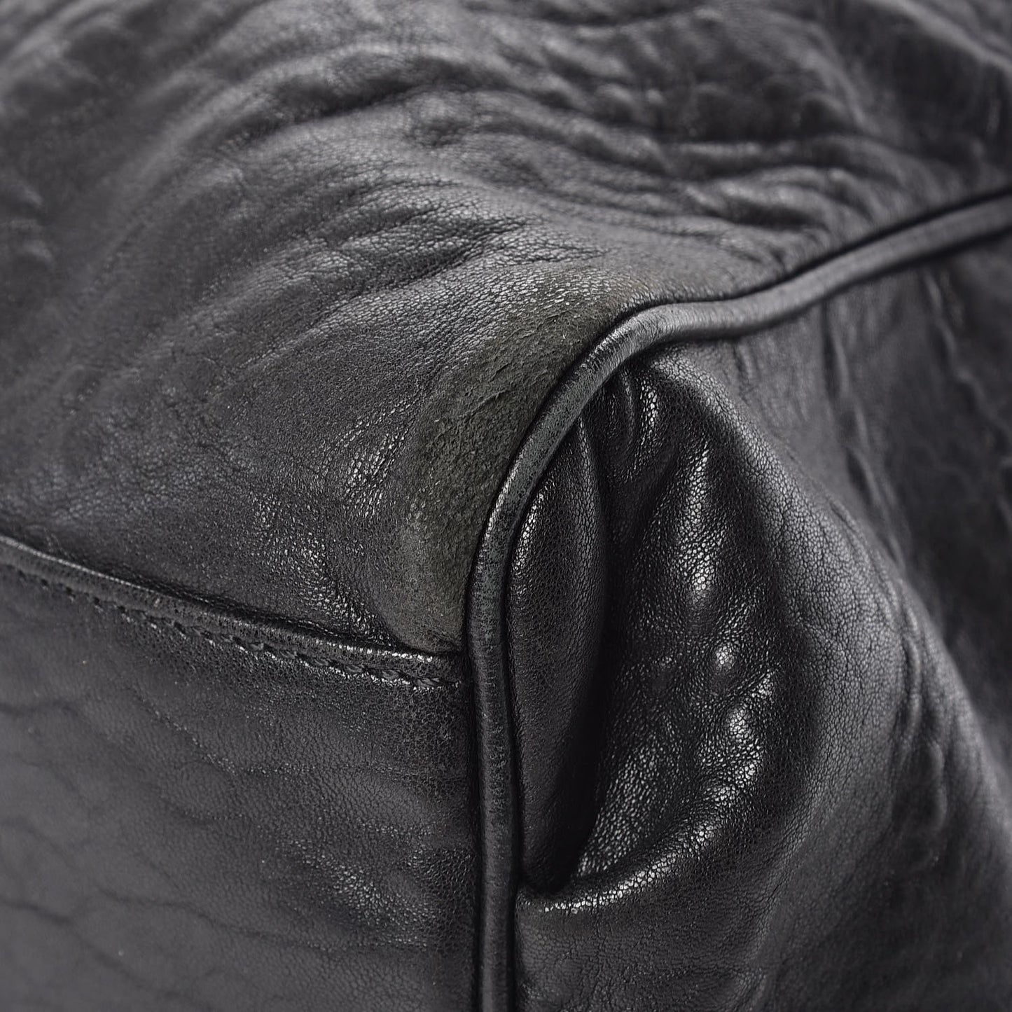 Crinkled Lambskin Mia Degrade Shopper Black