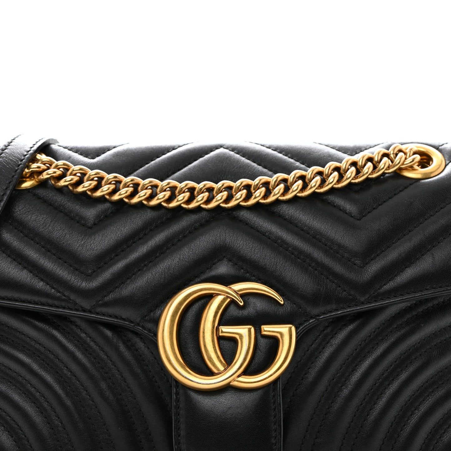 Calfskin Matelasse Small GG Marmont Shoulder Bag Black