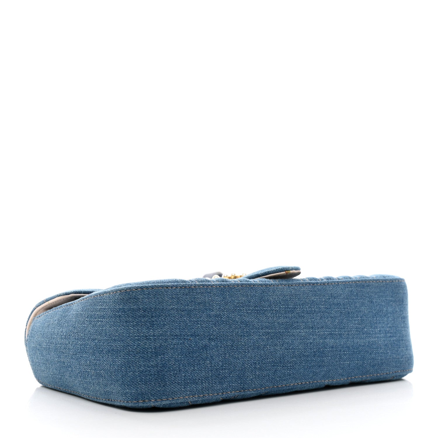 Gucci Denim Matelasse Small Pearly GG Marmont Shoulder Bag Blue 4 of 10