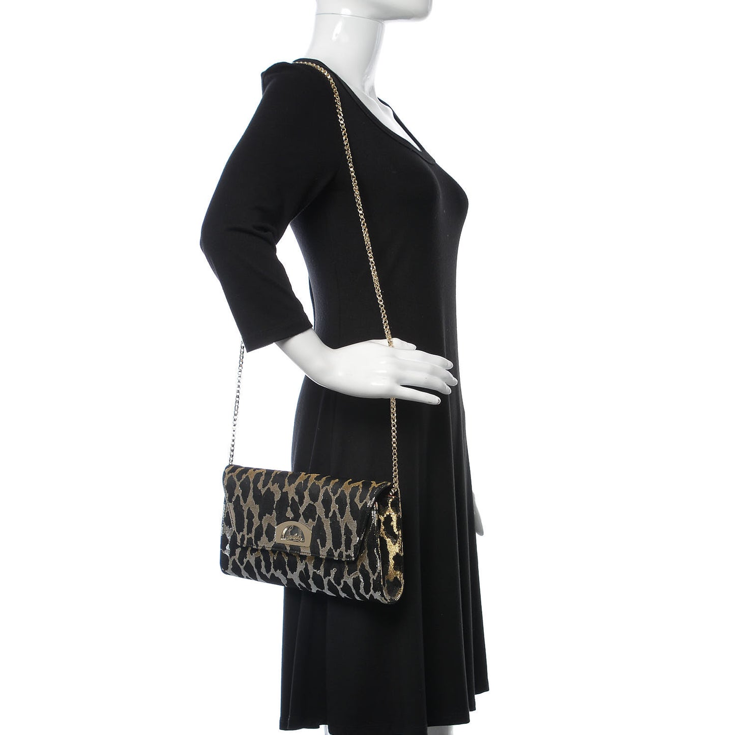 Metallic Fabric Leopard Print Vero Dodat Clutch