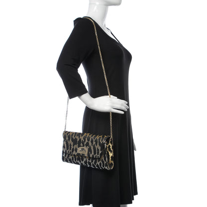 Christian Louboutin Metallic Fabric Leopard Print Vero Dodat Clutch 2 of 8
