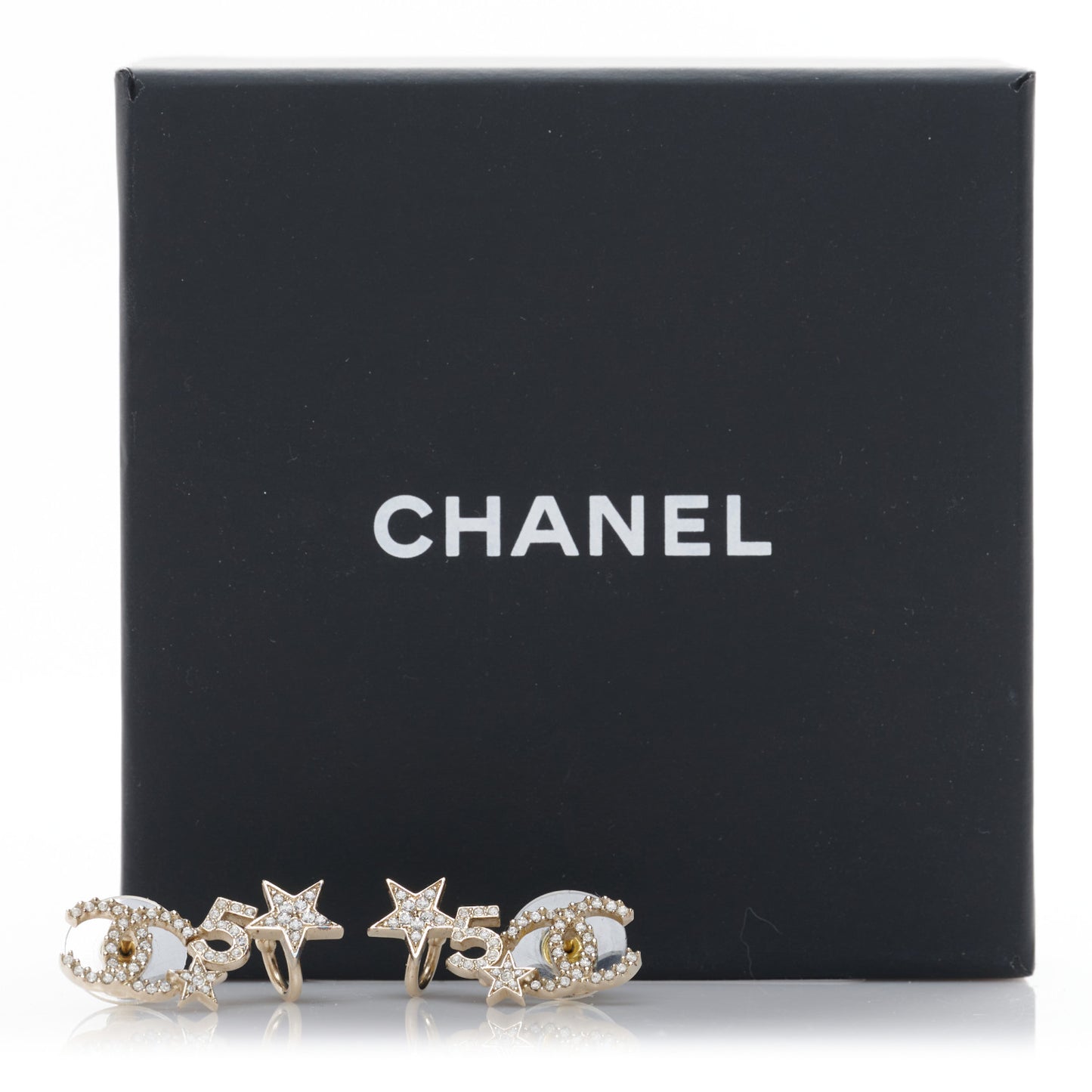Crystal Star 5 CC Earrings Gold