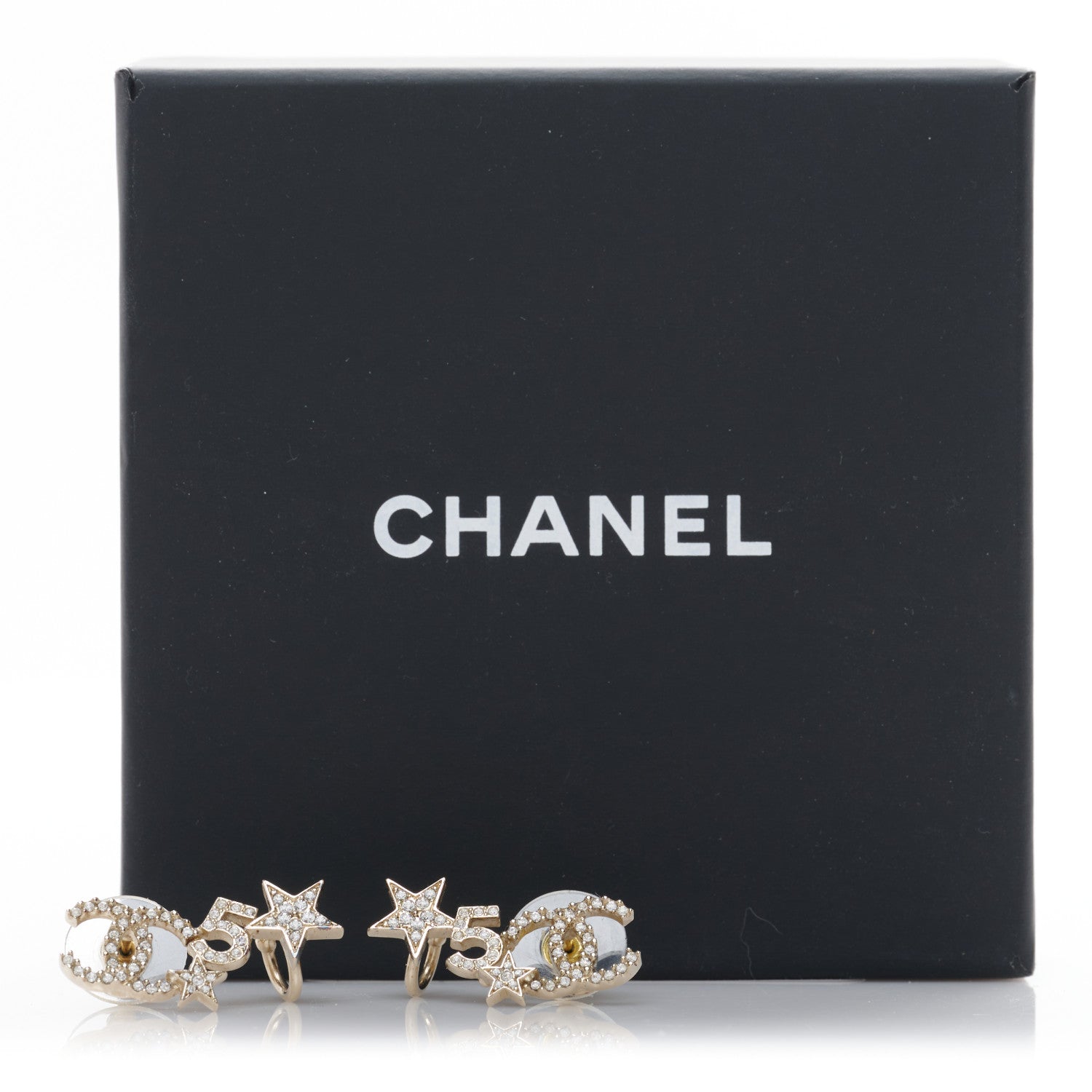 Chanel Crystal Star 5 CC Earrings Gold 5 of 5