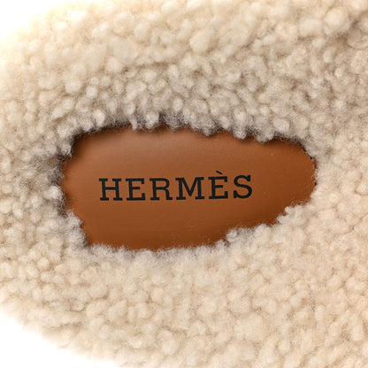 Hermes Suede Goatskin Woolskin Womens Chypre Sandals 40.5 Naturel Ecru 7 of 7