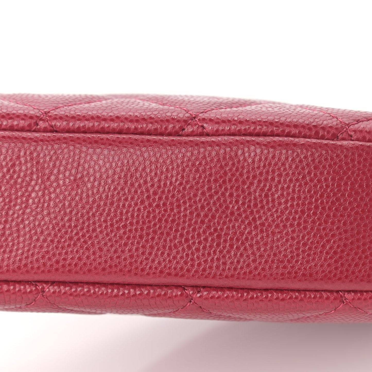 Caviar Quilted Small Curvy Pouch Cosmetic Case Red
