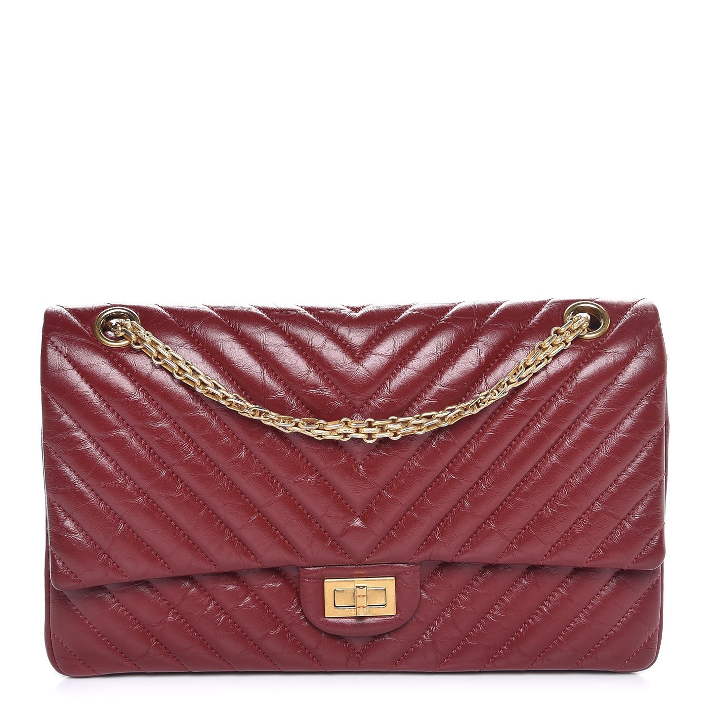 Aged Calfskin Chevron Quilted 2.55 Reissue 226 Flap Red