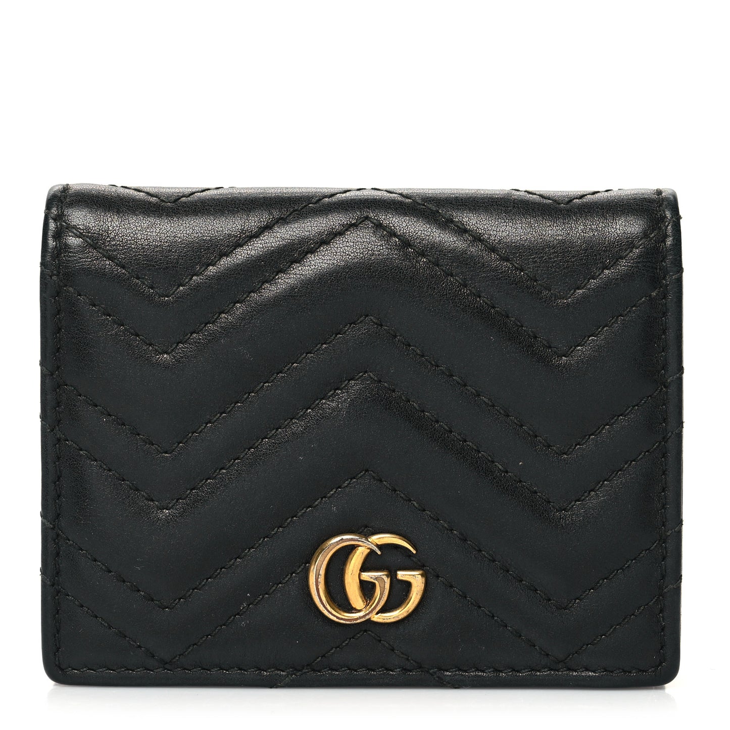 Calfskin Matelasse GG Marmont Card Case Black