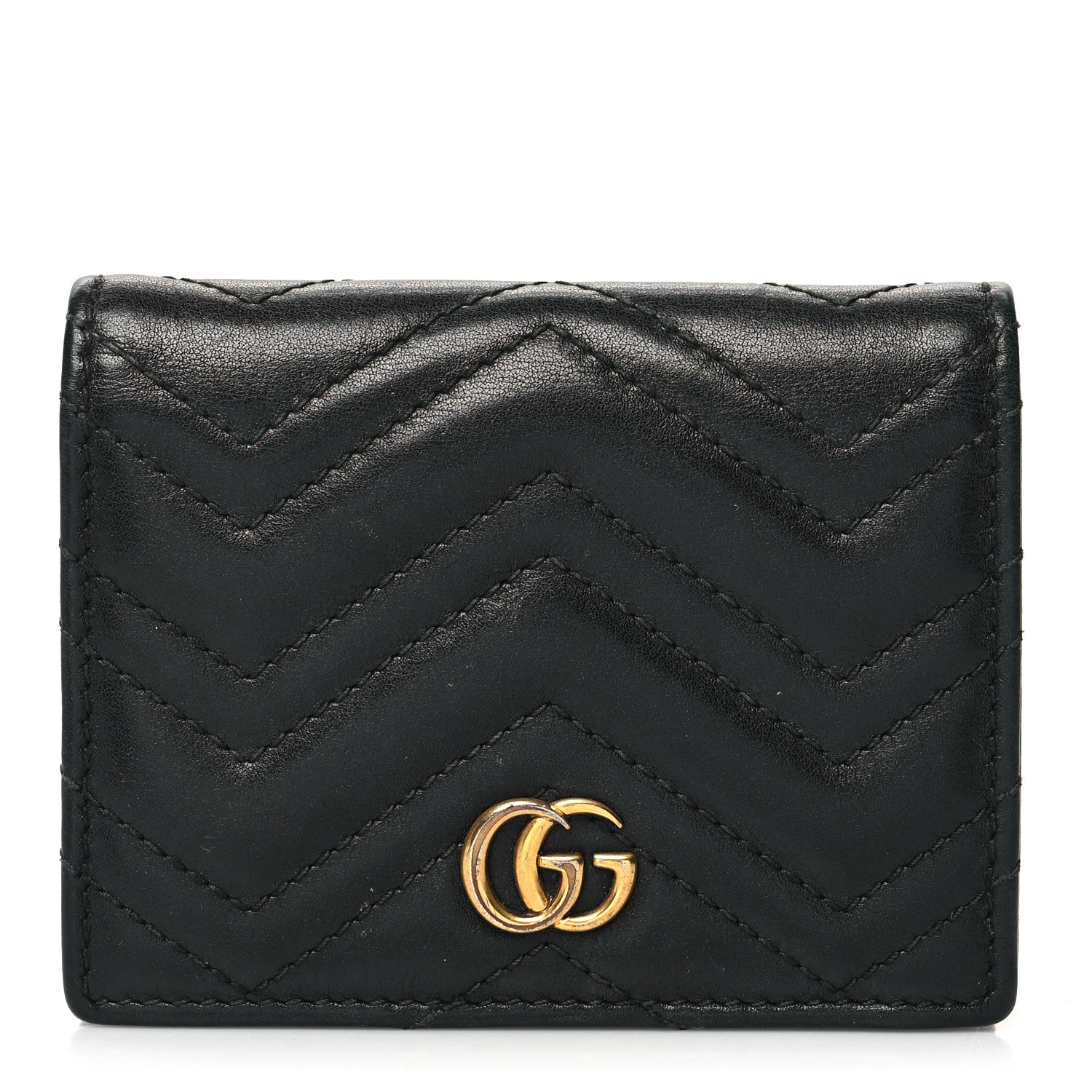 Gucci Calfskin Matelasse GG Marmont Card Case Black 1 of 12