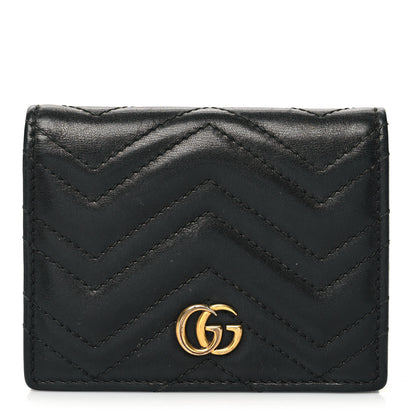 Gucci Calfskin Matelasse GG Marmont Card Case Black 1 of 12