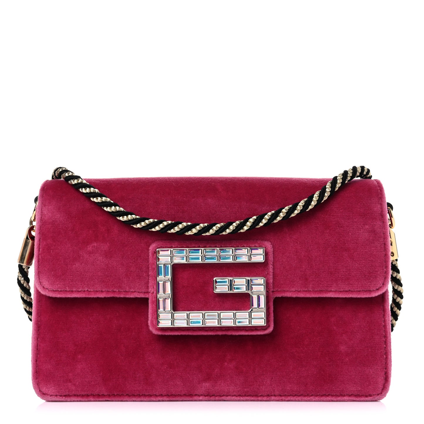 Velvet Crystal Square G Shoulder Bag Light Raspberry Rose