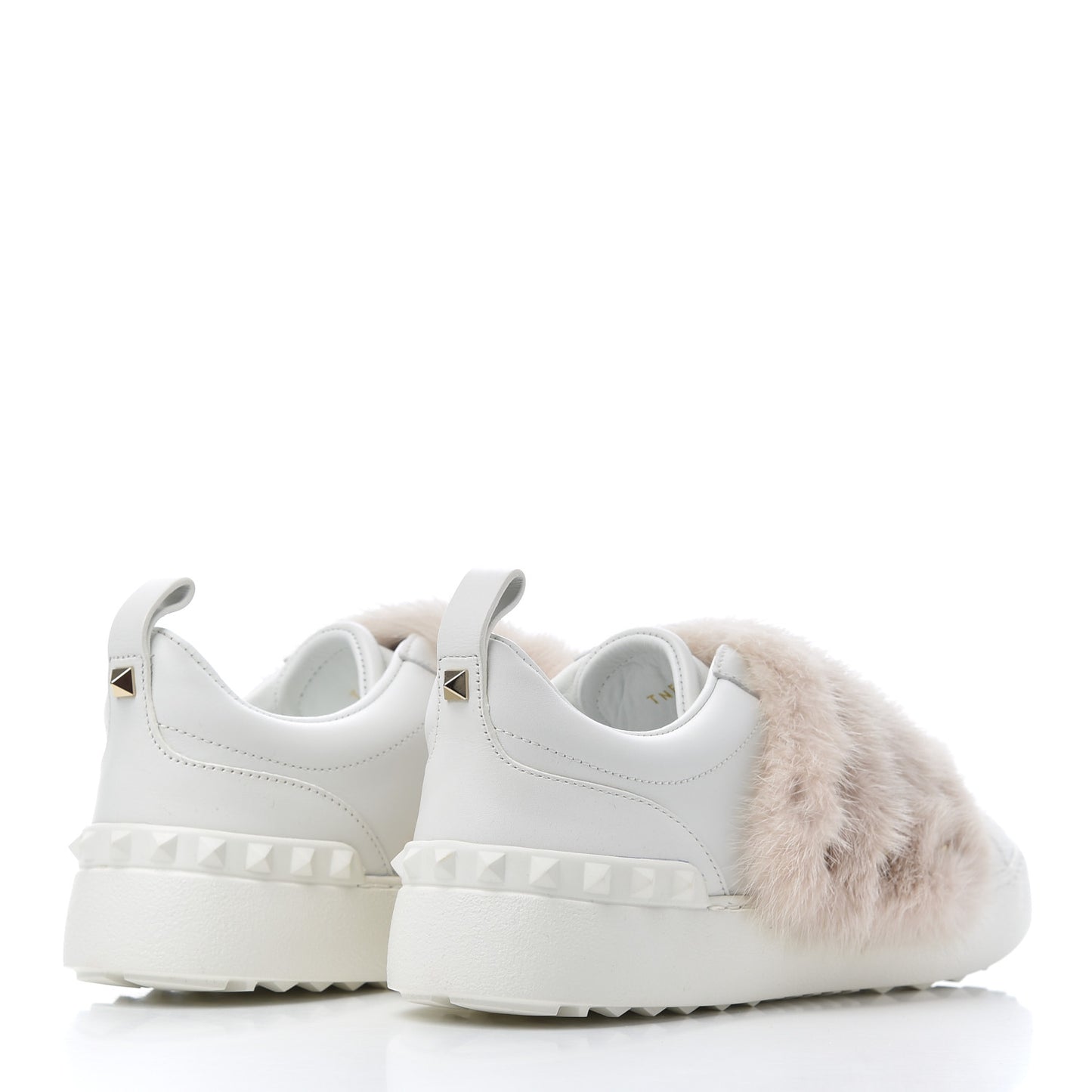 Calfskin Mink Fur Sneakers 36 White Rosa