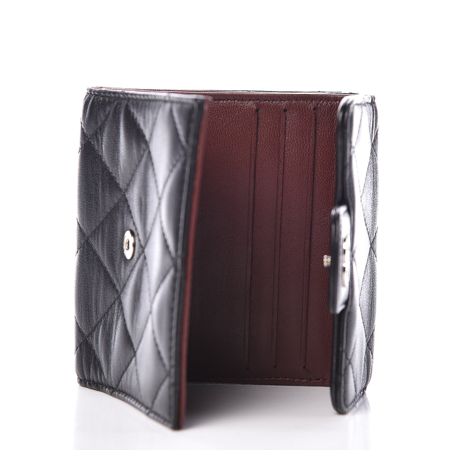 Chanel Lambskin Quilted Double Sided Wallet Black 5 of 10