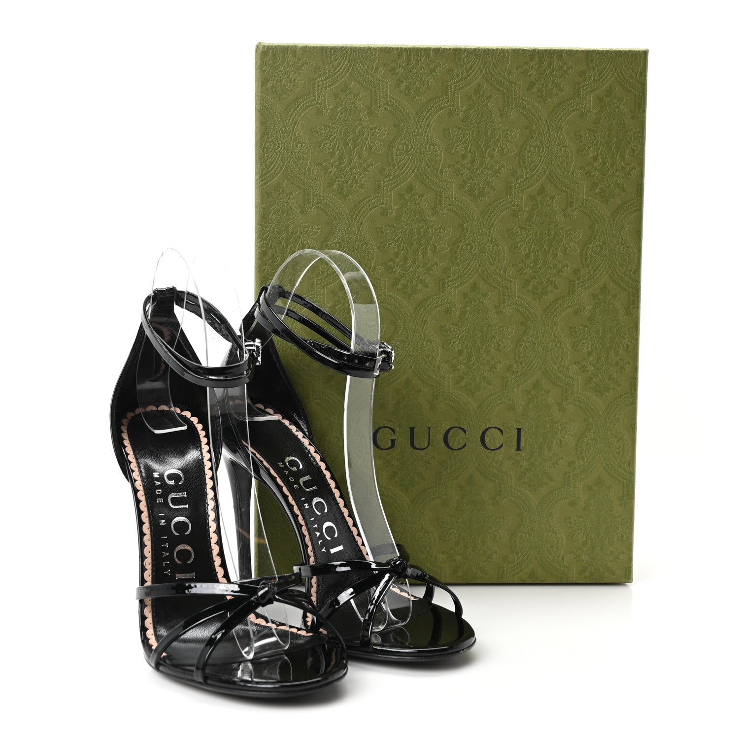 Gucci Patent Crystal Double G Ankle Wrap Sandals 37 Red 9 of 9