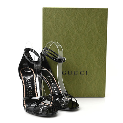 Gucci Patent Crystal Double G Ankle Wrap Sandals 37 Red 9 of 9