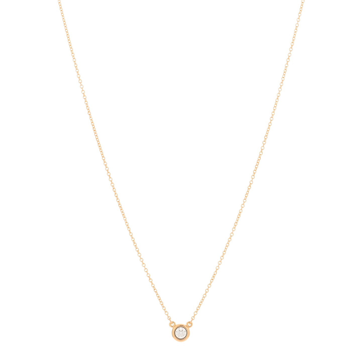 18K Rose Gold Diamond .17ct Elsa Peretti Diamonds by the Yard Pendant Necklace