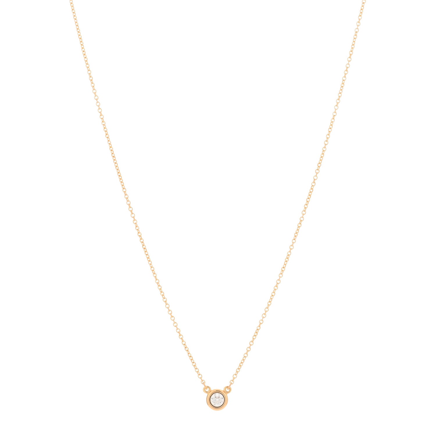 Tiffany 18K Rose Gold Diamond .17ct Elsa Peretti Diamonds by the Yard Pendant Necklace 1 of 4