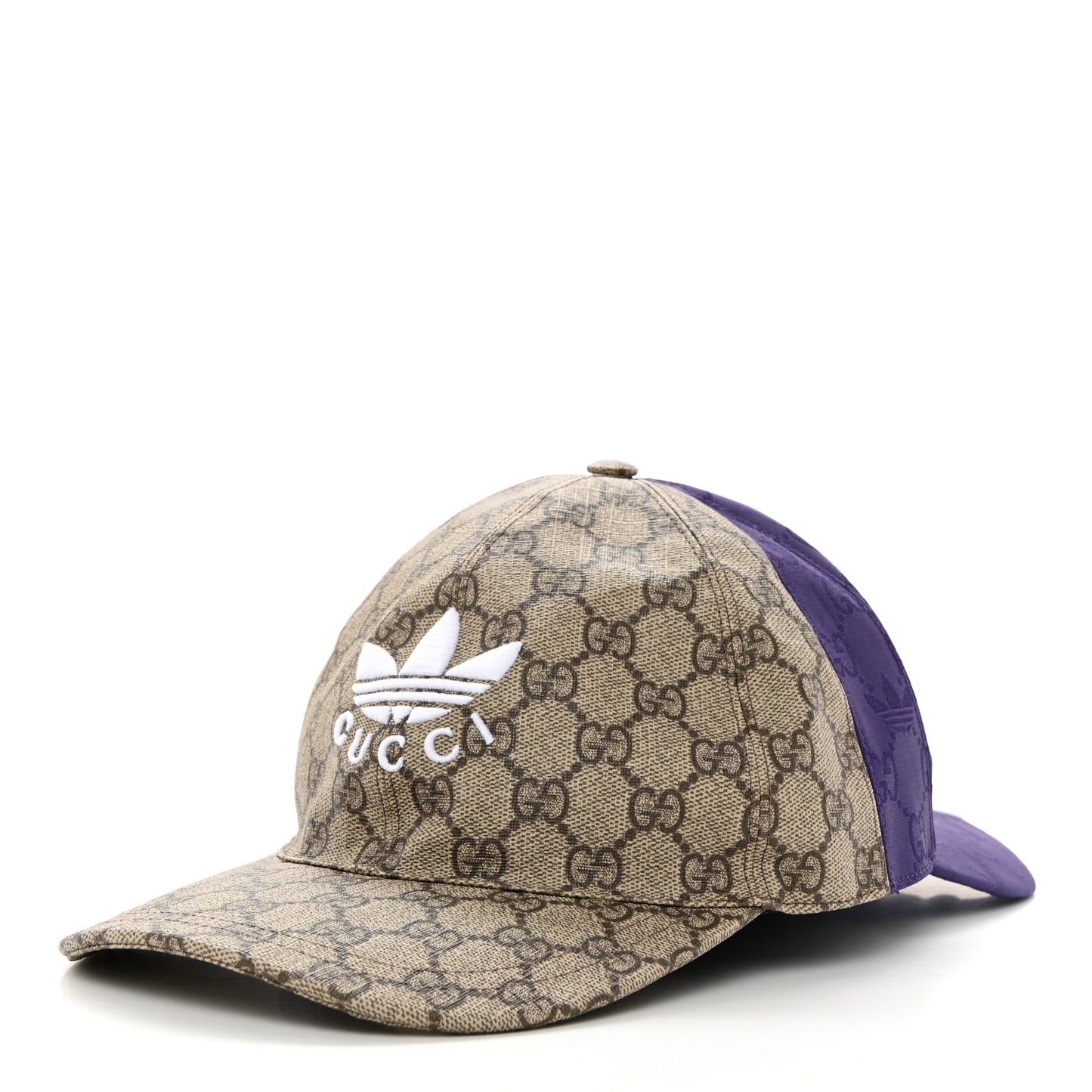 X ADIDAS GG Supreme Monogram Double Sided Baseball Hat XL Beige Purple