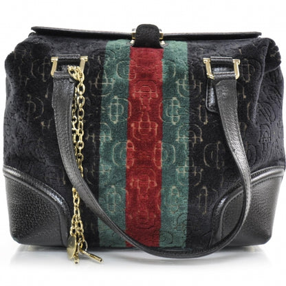 Gucci Velvet Horsebit Embossed Treasure Boston Black 1 of 11