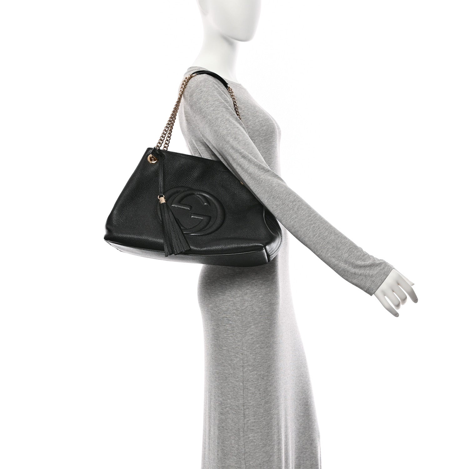 Gucci Pebbled Calfskin Medium Soho Chain Shoulder Bag Black 2 of 11
