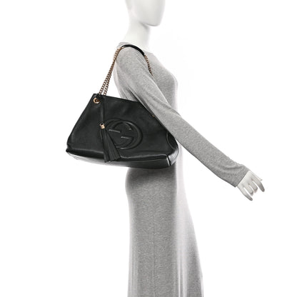 Gucci Pebbled Calfskin Medium Soho Chain Shoulder Bag Black 2 of 11