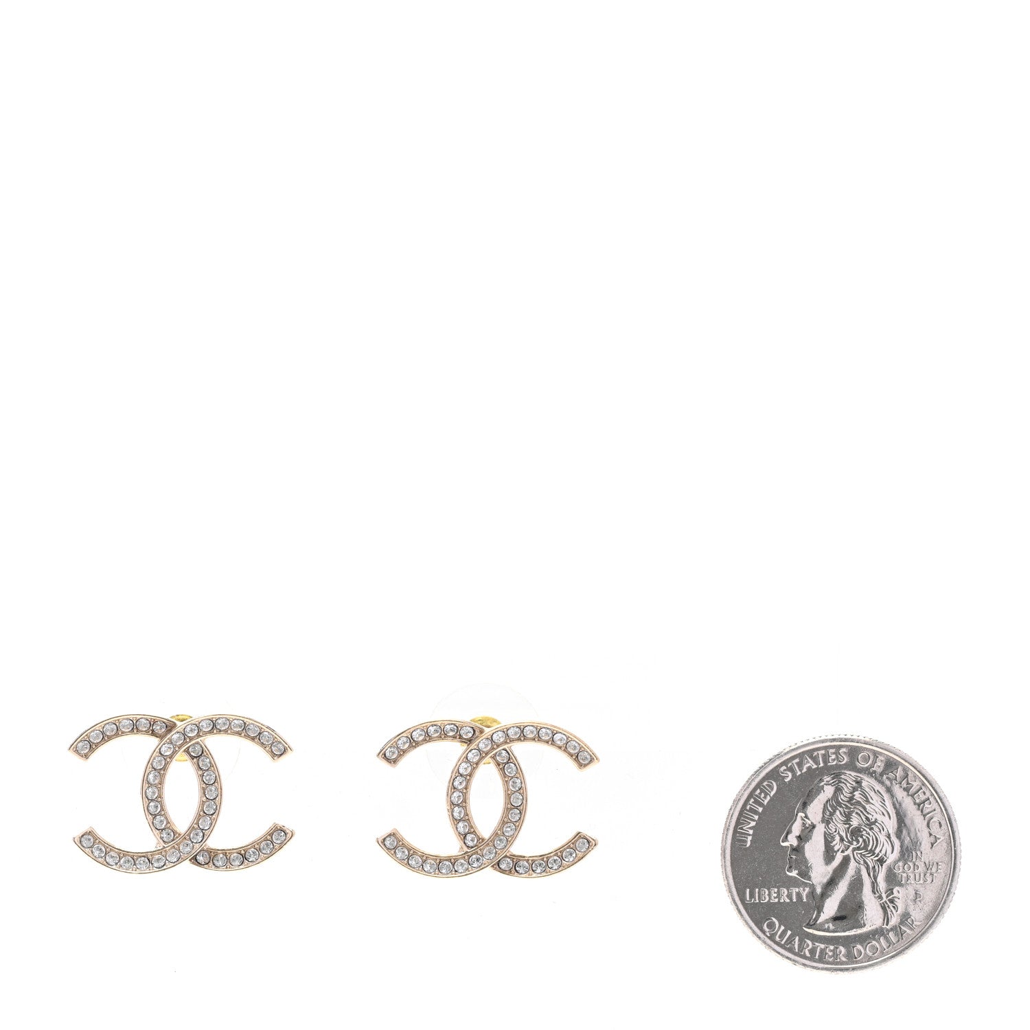 Chanel Crystal Large CC Earrings Gold 2 of 5