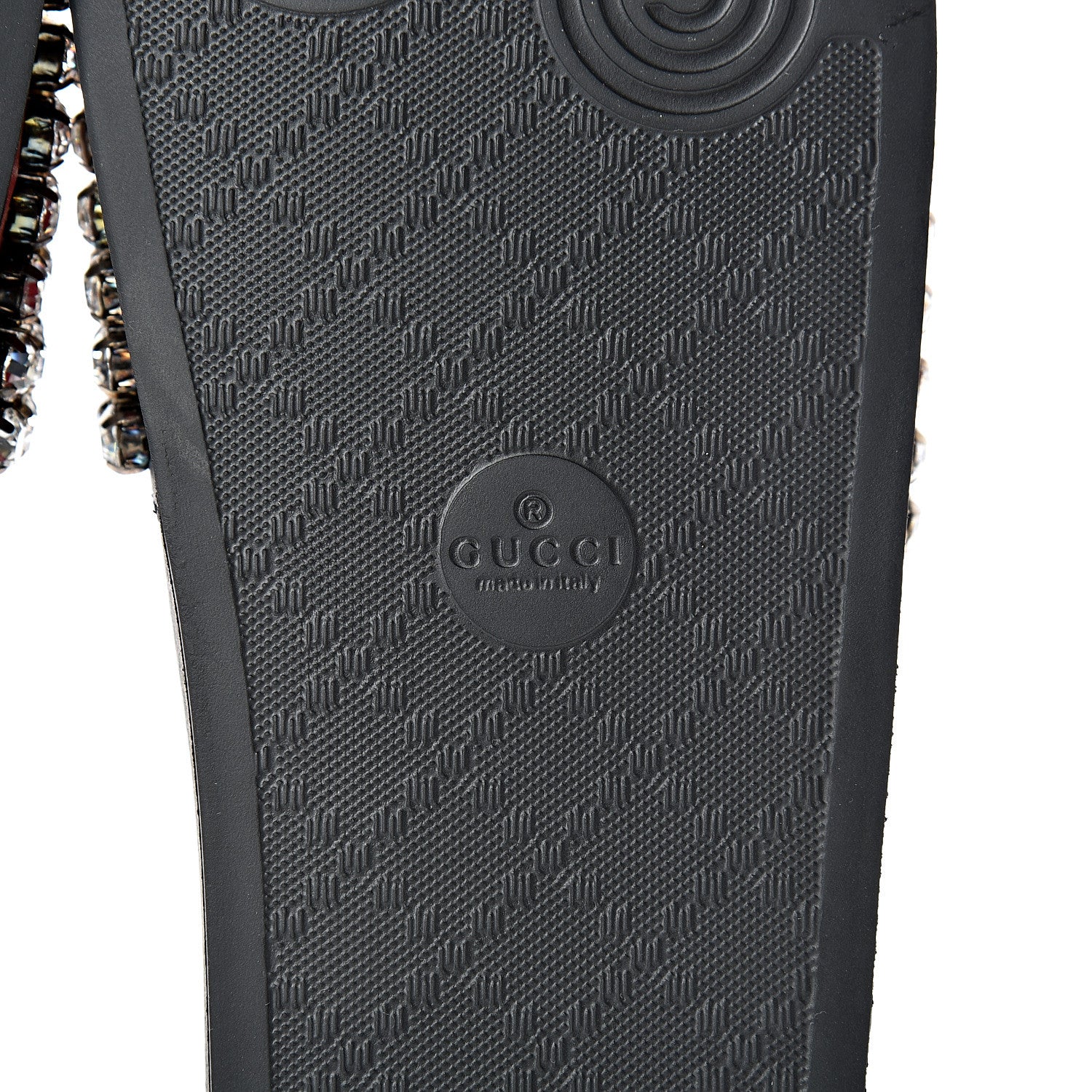 Gucci Calfskin Crystal Embellished Web Slide Sandals 37 Blue Red 6 of 8