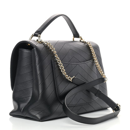 Chanel Grained Calfskin Chevron Stitched Medium Chic Top Handle Flap Black 3 of 12