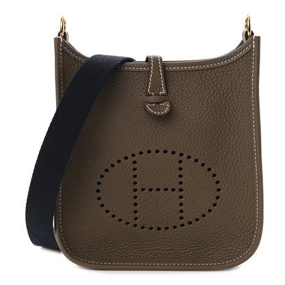 Hermes Taurillon Clemence Amazone Evelyne TPM Etoupe Bleu Indigo 1 of 9
