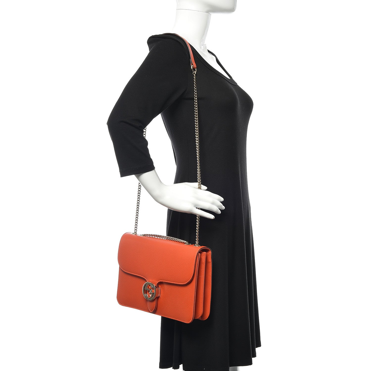 Gucci Dollar Calfskin Interlocking G Shoulder Bag Sun Orange 2 of 10