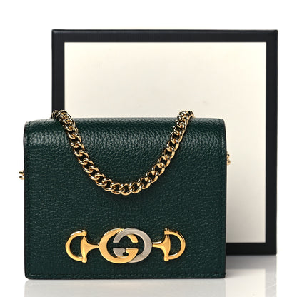 Gucci Grainy Calfskin Zumi Chain Card Case Wallet Vintage Green 10 of 10