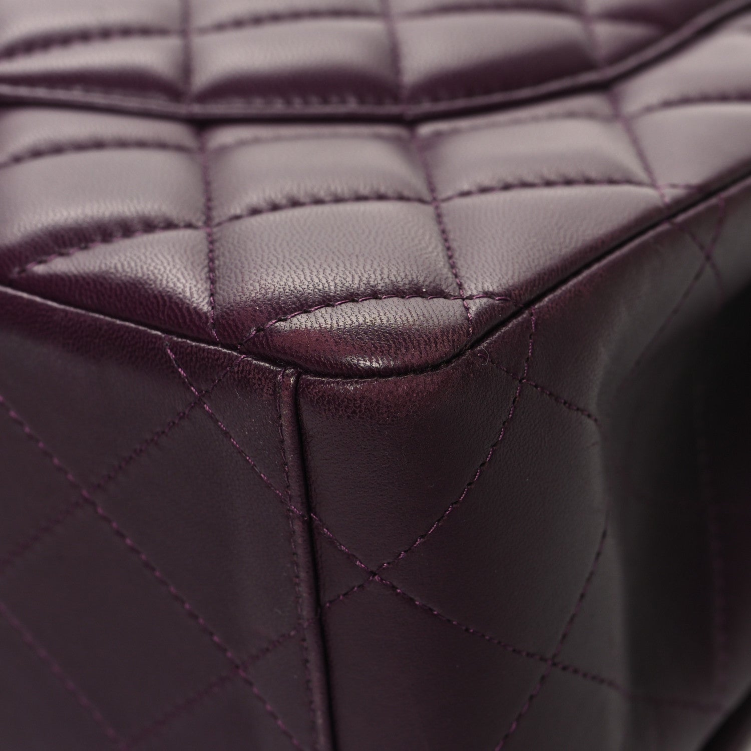 Chanel Lambskin Quilted Maxi Double Flap Plum 12 of 13