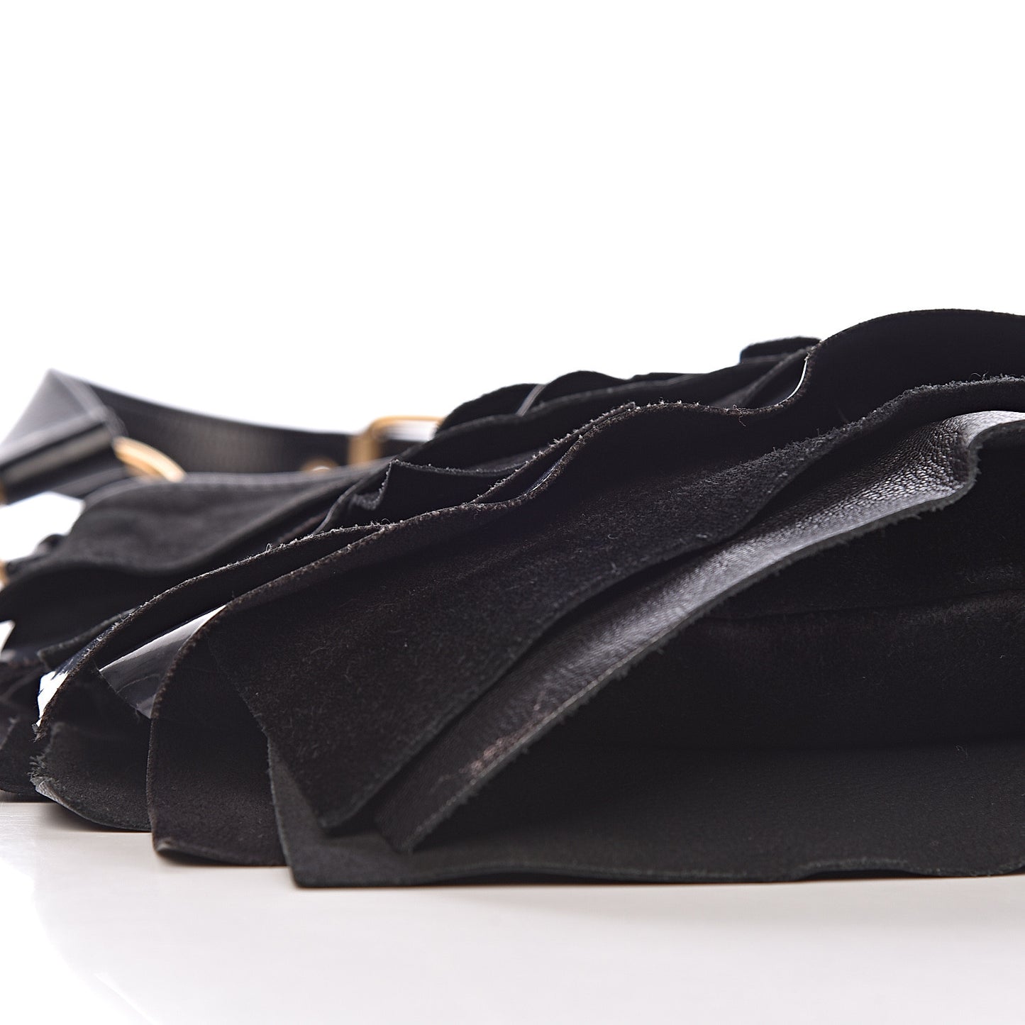 Patent Chevre Suede Ruffle Small Saint Tropez Black