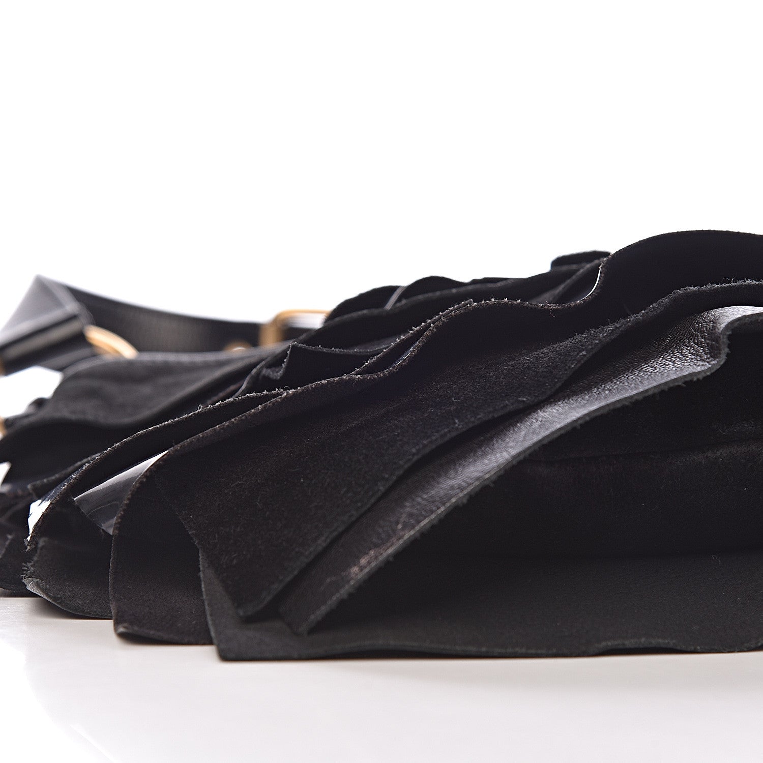 Saint Laurent Patent Chevre Suede Ruffle Small Saint Tropez Black 8 of 10