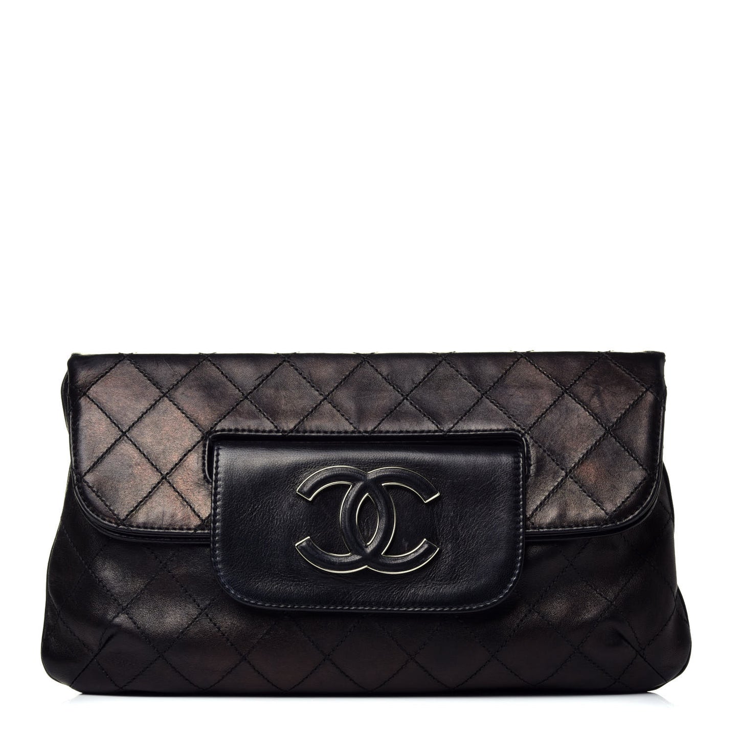 Lambskin Diamond Stitch Convertible Clutch Black