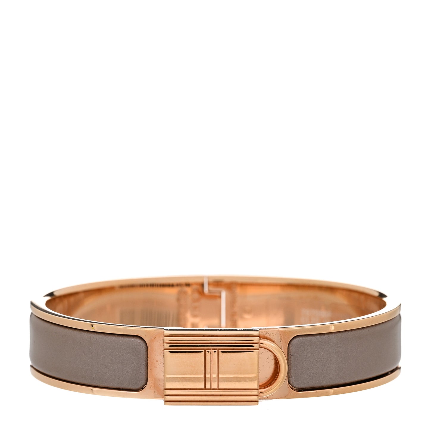 Enamel Narrow Clic Cadenas Bracelet PM Marron Glace