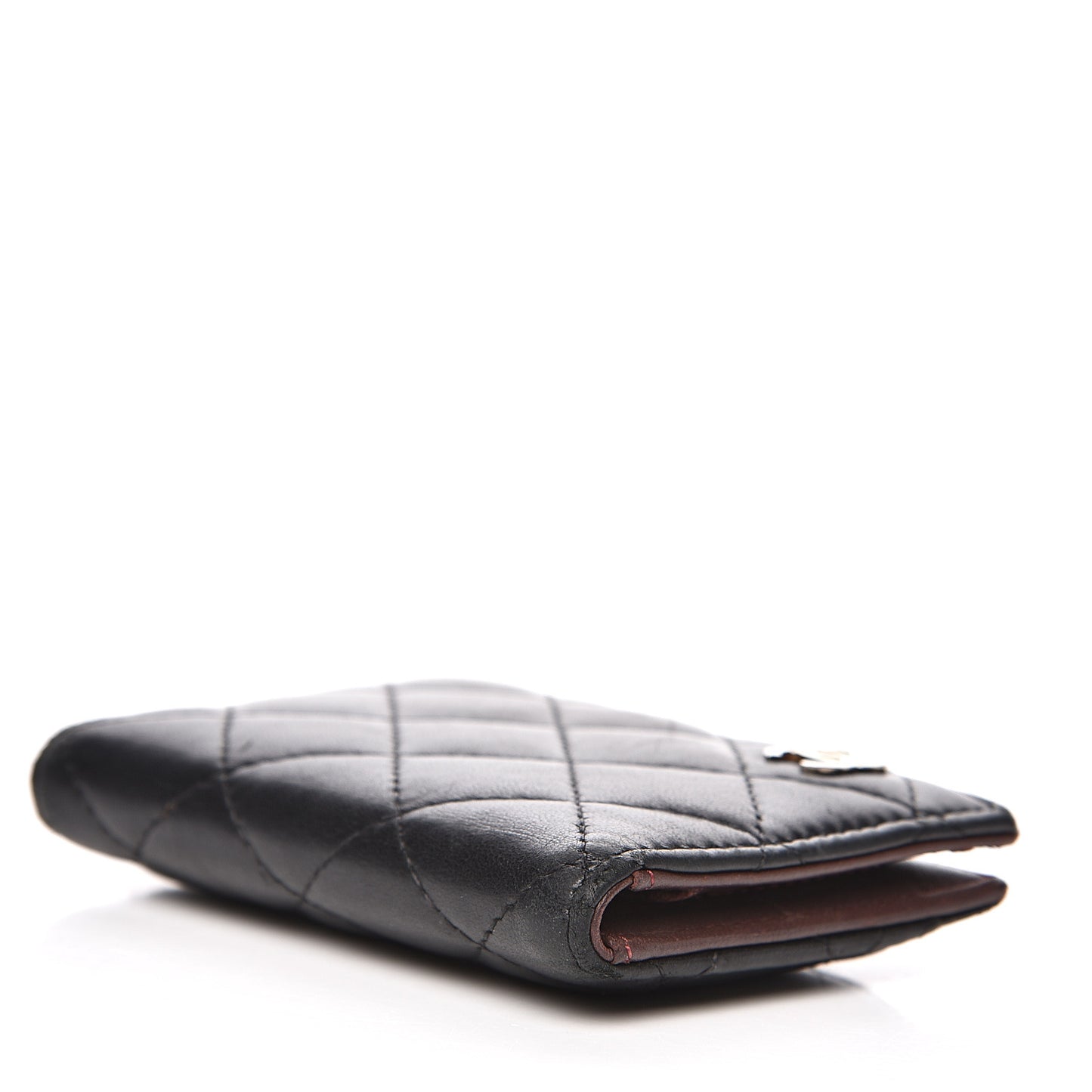 Lambskin Quilted Card Holder Wallet Black