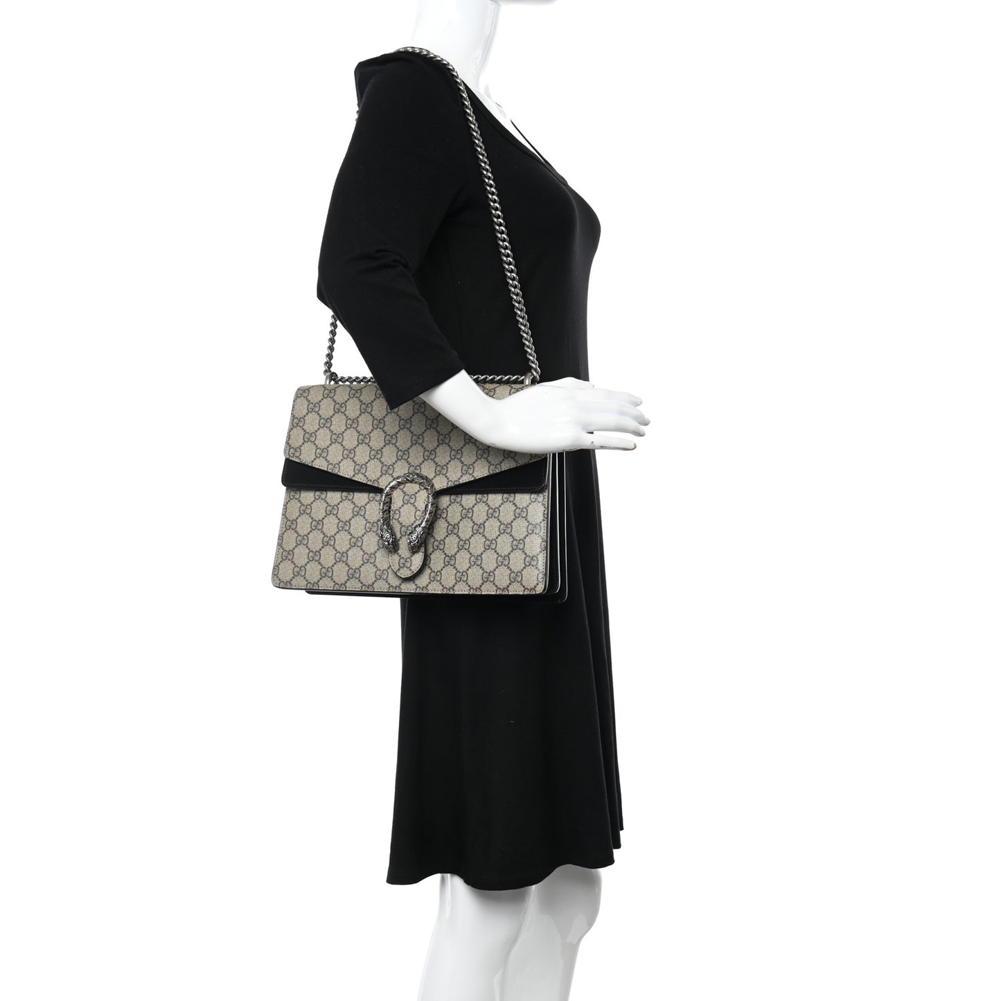 GG Supreme Monogram Medium Dionysus Shoulder Bag Black