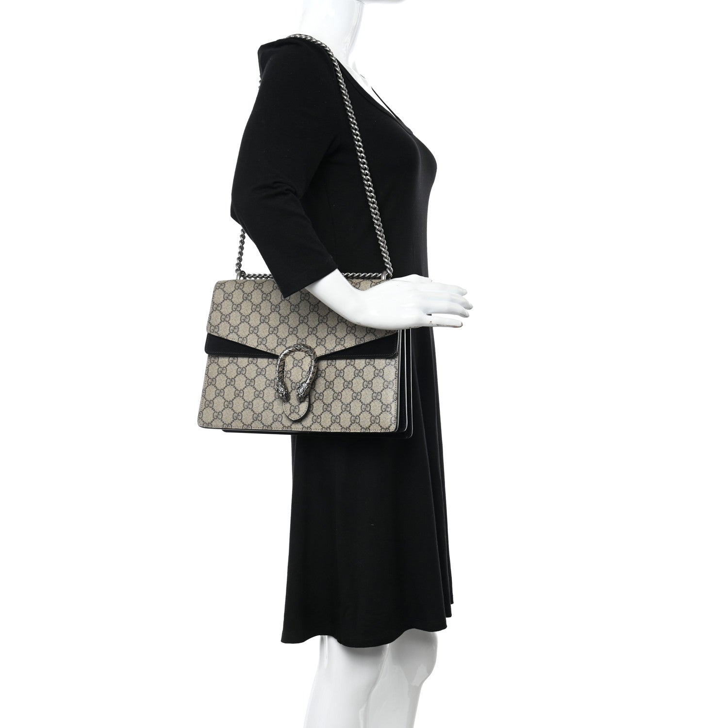 Gucci GG Supreme Monogram Medium Dionysus Shoulder Bag Black 2 of 16