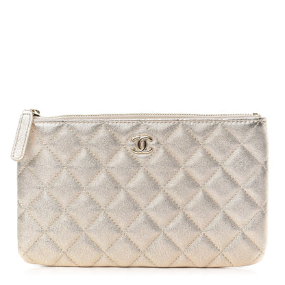 Chanel Metallic Lambskin Quilted Cosmetic Case Gold 1 of 8