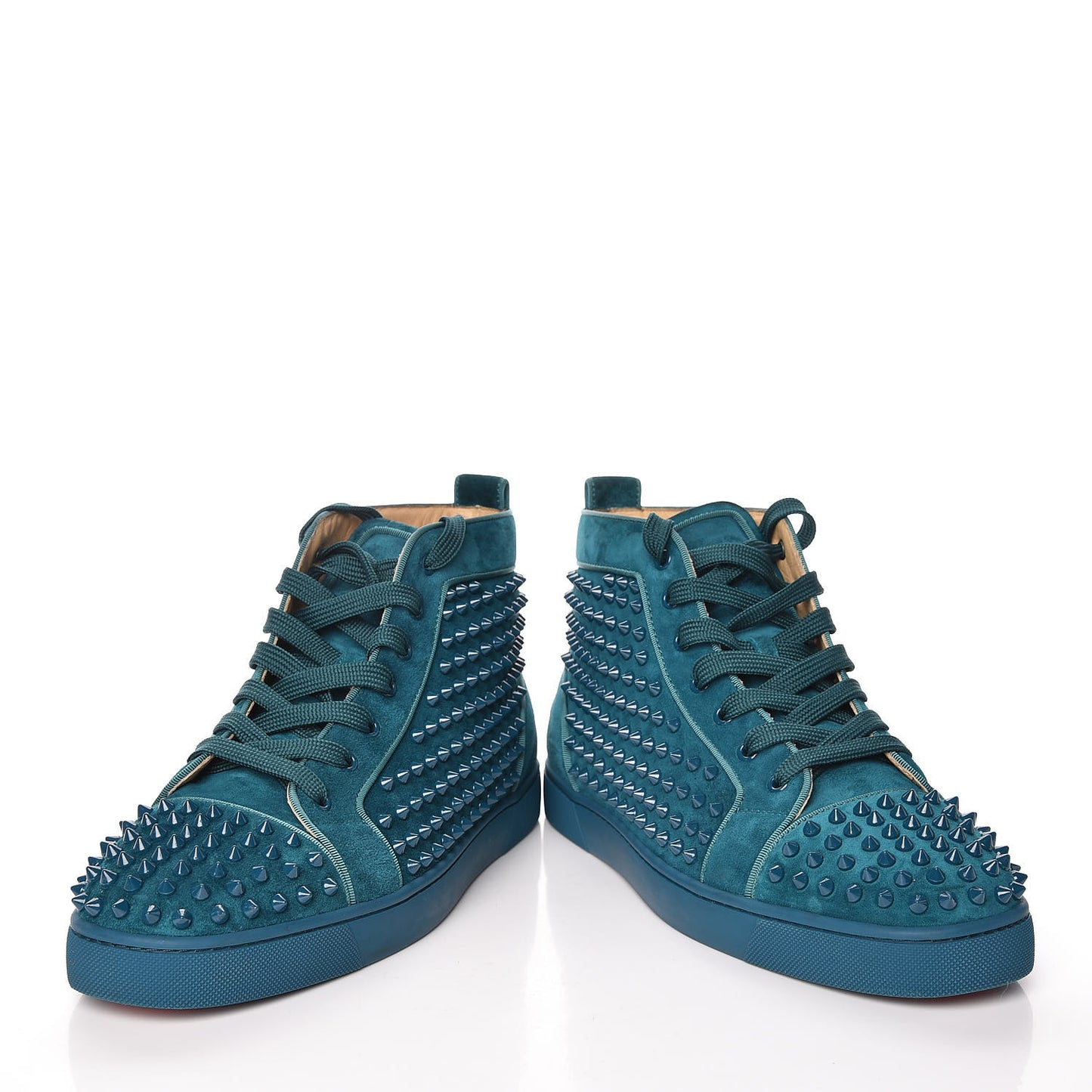 CHRISTIAN LOUBOUTIN Veau Velours Mens Louis Orlato Flat Spikes Sneakers 43.5 Amazonia