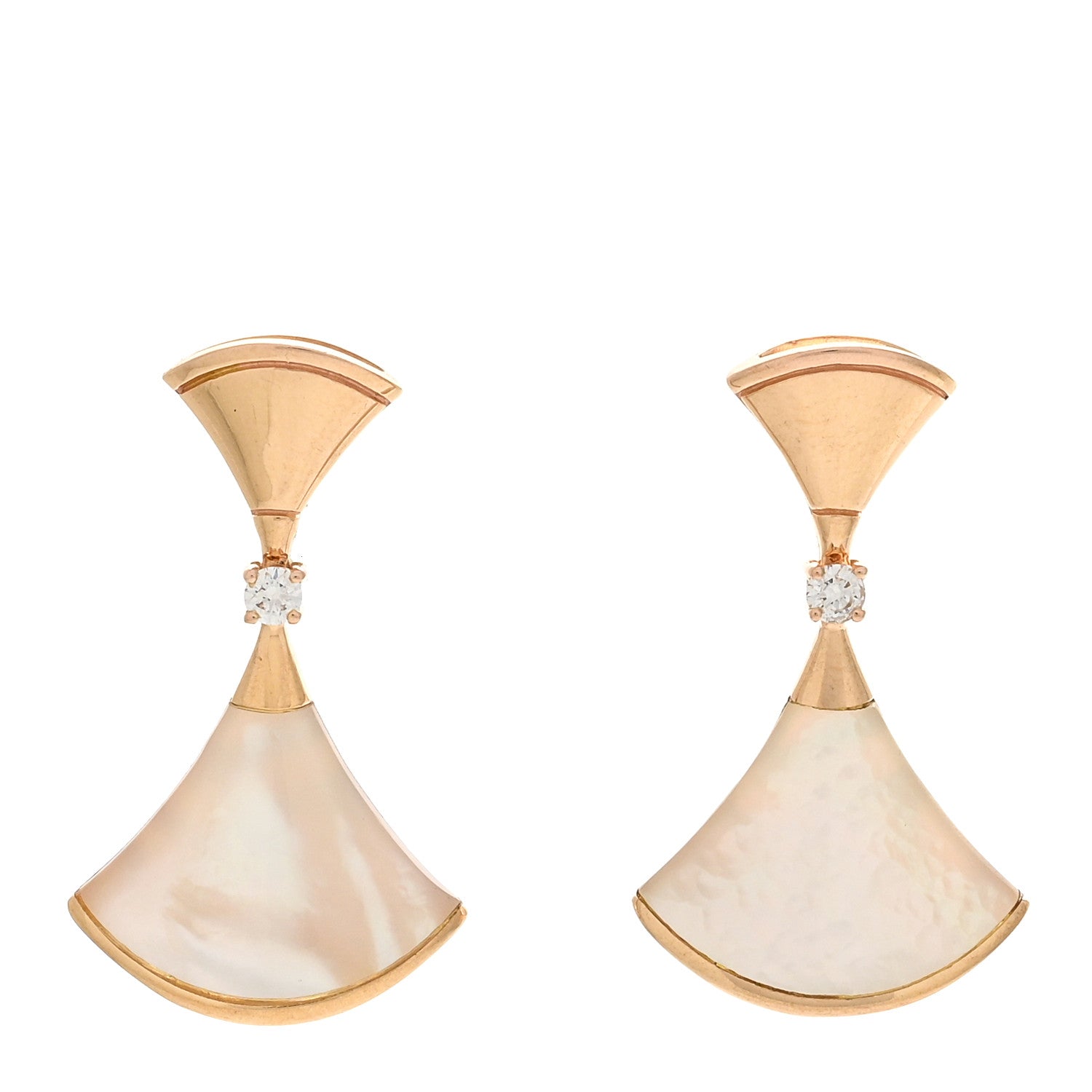 Bulgari 18K Rose Gold Diamond Mother of Pearl Divas' Dream Earrings 1 of 4