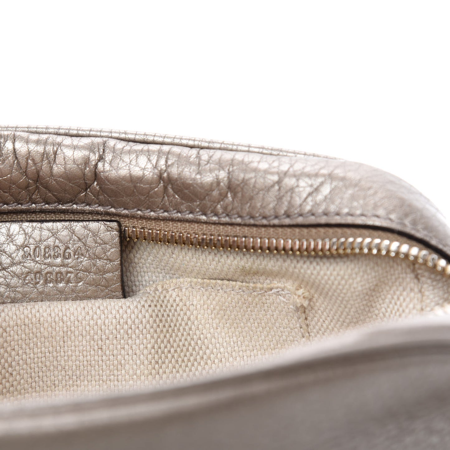 Metallic Pebbled Calfskin Small Soho Disco Bag Golden Beige