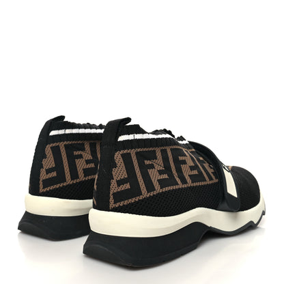 Fendi Stretch Yarn FF Stiff Band Rockoko Sneakers 39.5 Black White Tobacco 4 of 10