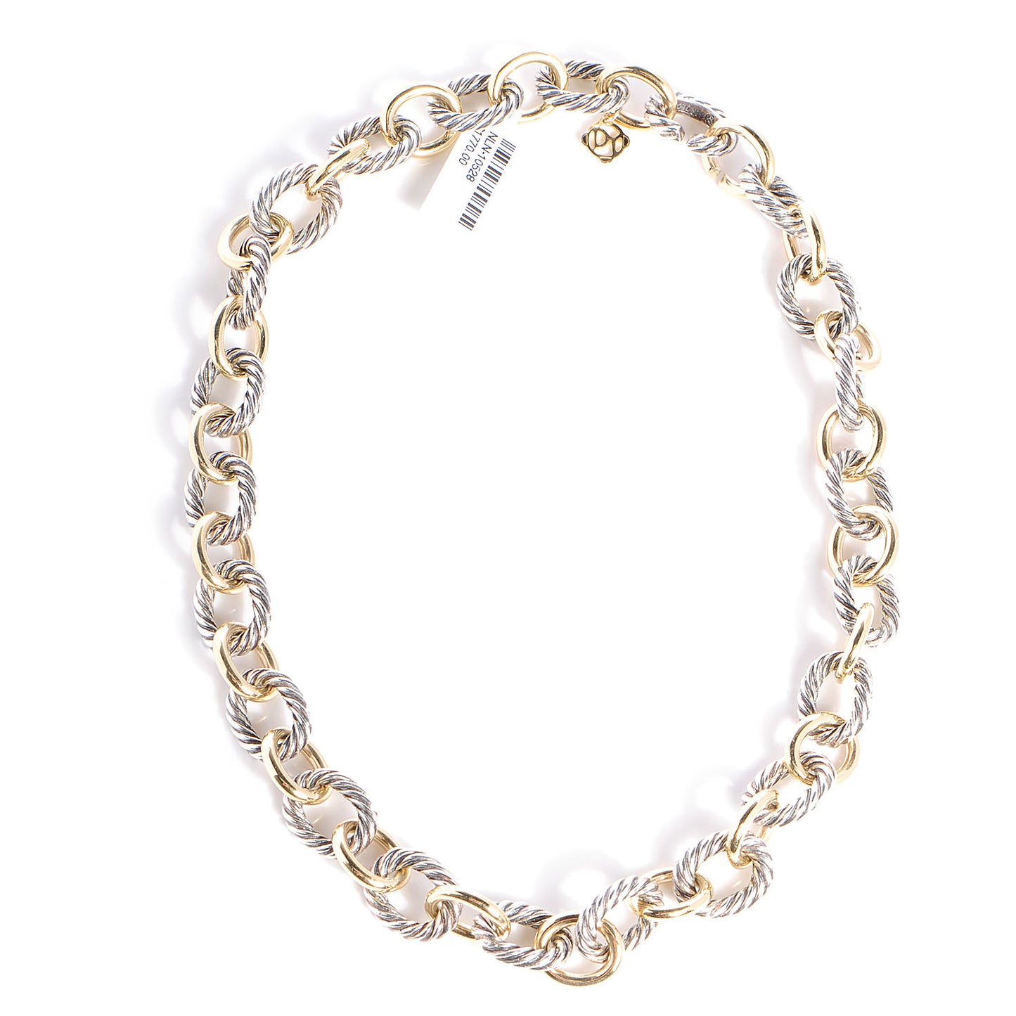 Sterling Silver 18K Yellow Gold Extra Large Oval Link Necklace 16 Inch