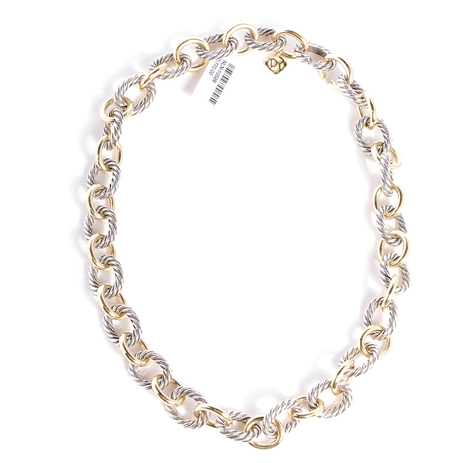 David Yurman Sterling Silver 18K Yellow Gold Extra Large Oval Link Necklace 16 Inch 1 of 6