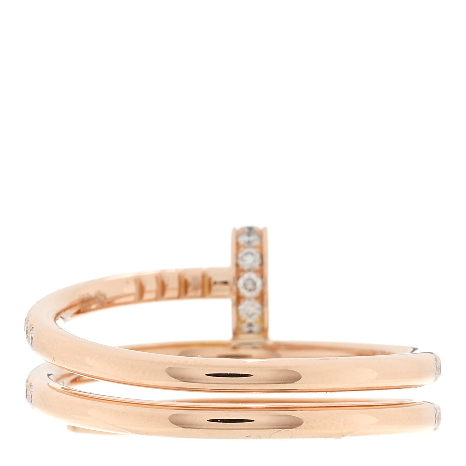 Cartier 18K Pink Gold Diamond Double Juste Un Clou Paved Ring 54 7 3 of 5
