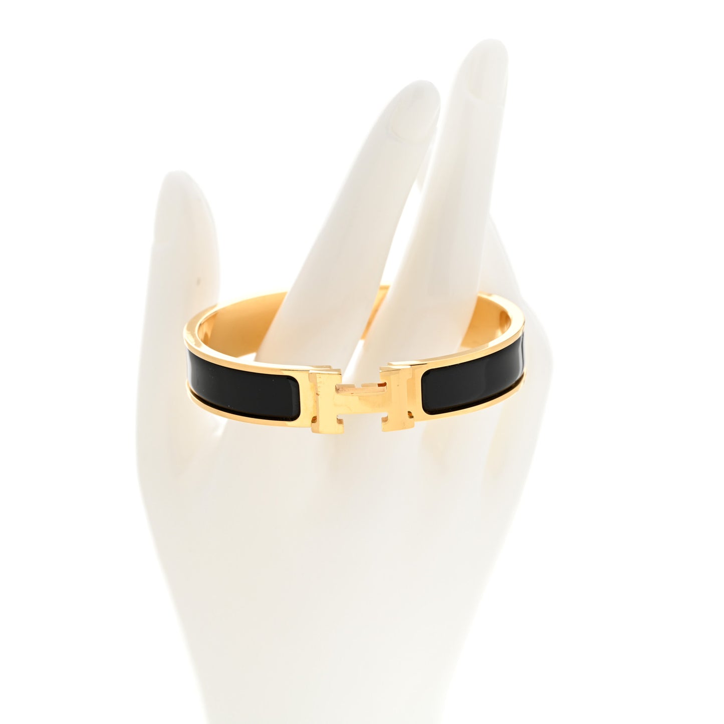 Enamel Narrow Clic Clac H Bracelet GM Black