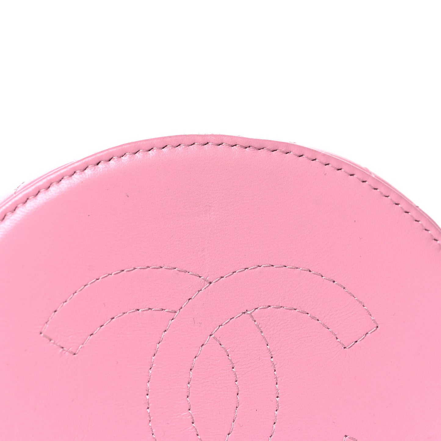 Lambskin Quilted Ruched Handle Vanity Case Pink