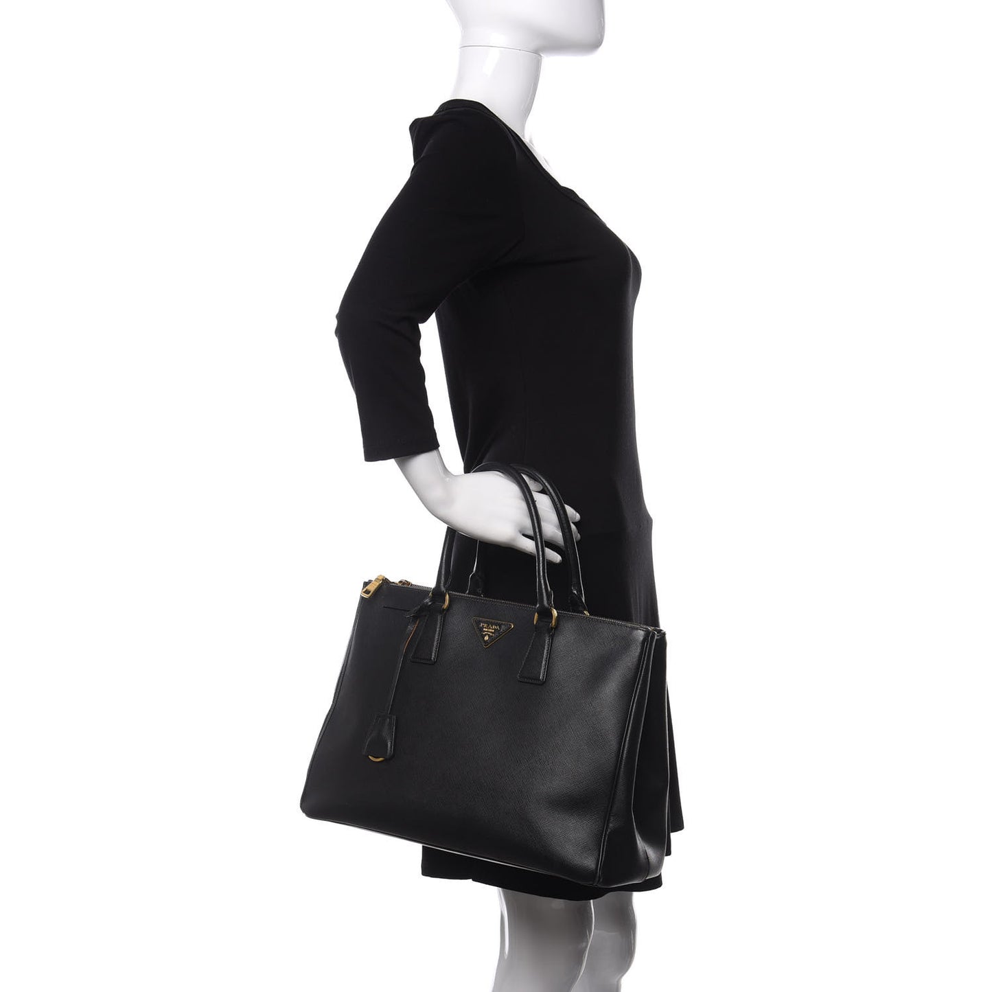 Saffiano Large Galleria Double Zip Tote Black