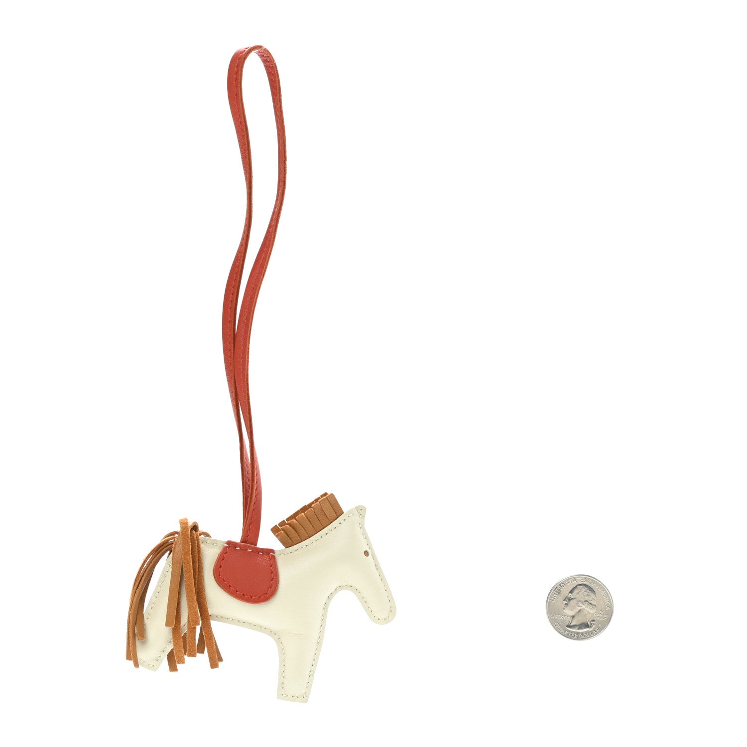Hermes Milo Lambskin Grigri Rodeo Horse Bag Charm PM Craie Sesame Cornaline 2 of 4